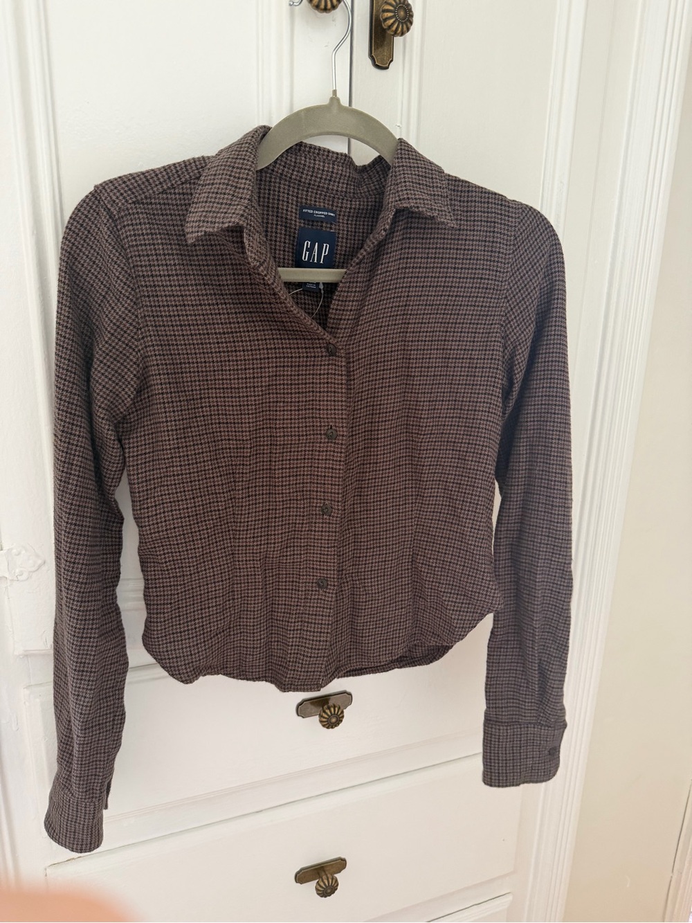 GAP Brown & Black Micro Houndstooth Button-Down Shirt